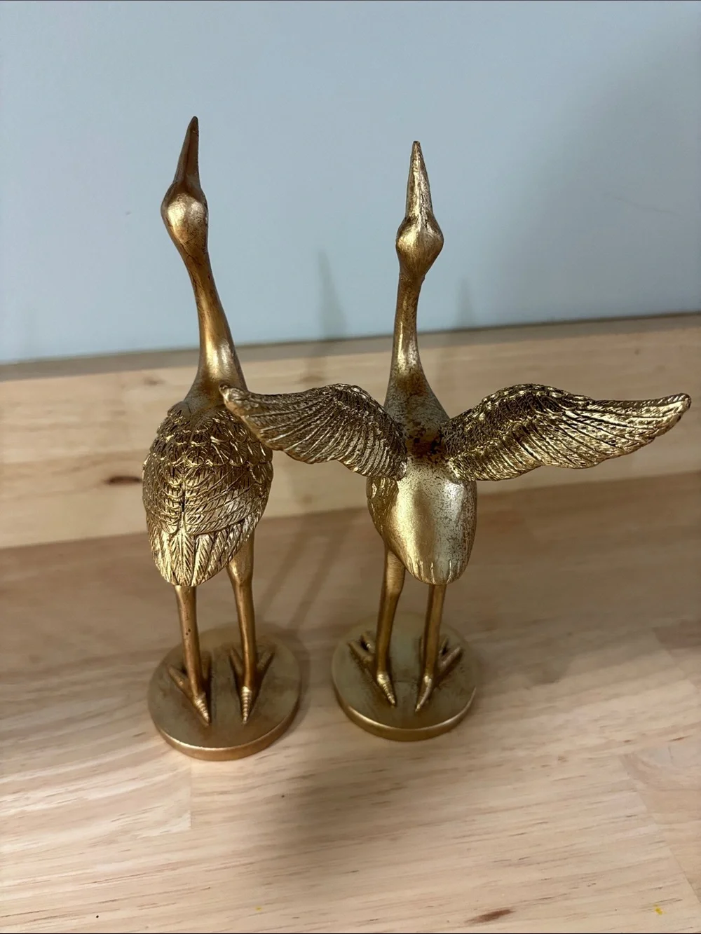 World Market Antique Gold Resin and Metal Egret Decor Set of 2